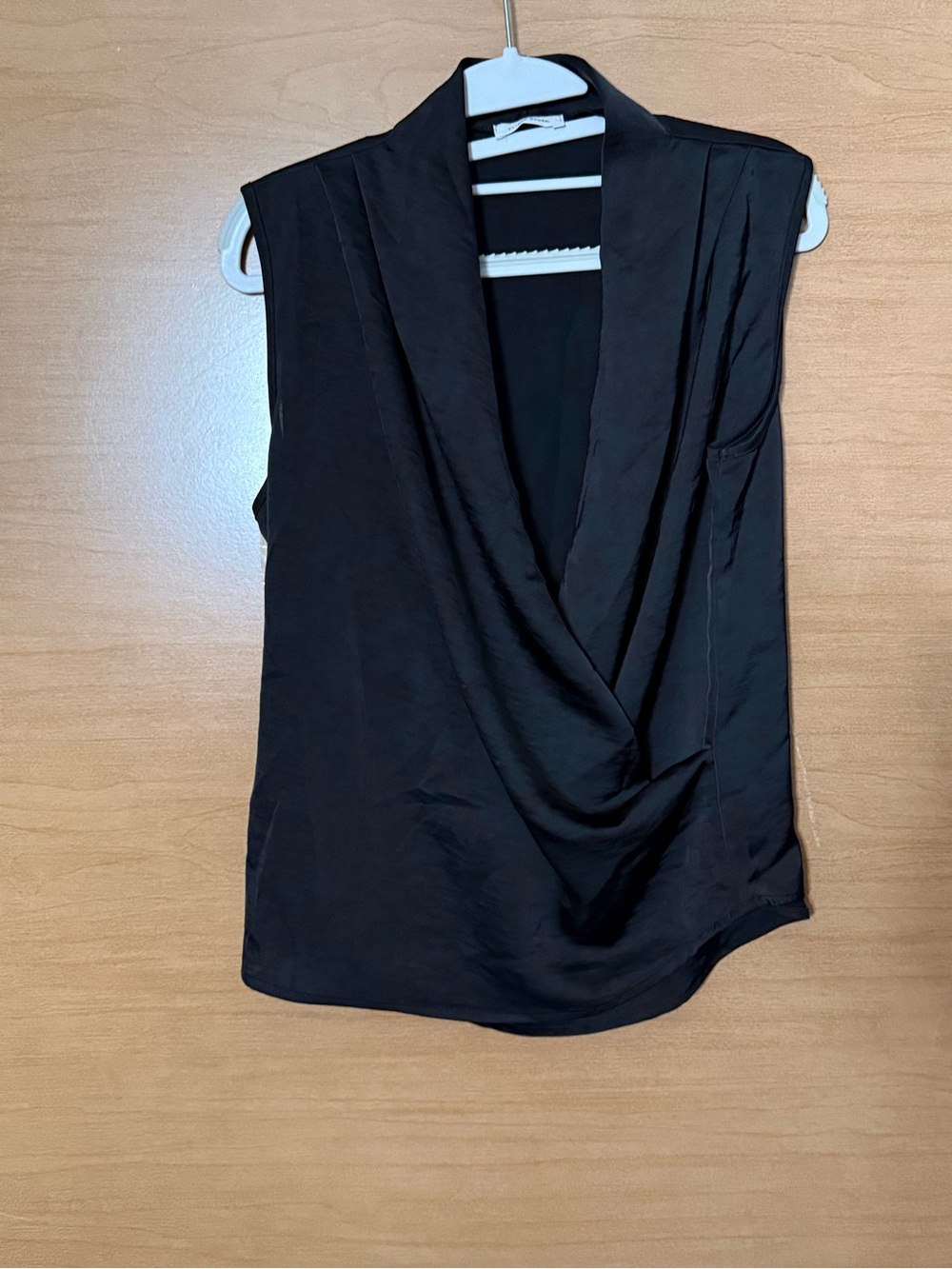 Triple 7 Black Draped V-Neck Sleeveless Camisole